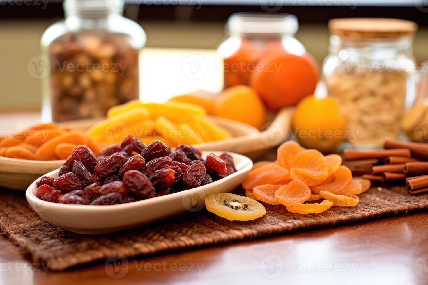 seco Fruta en el cocina mesa comida fotografía ai generado foto