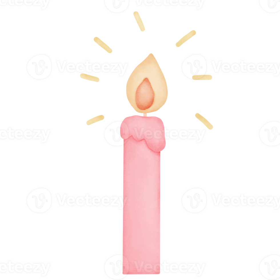Watercolor candle pink png