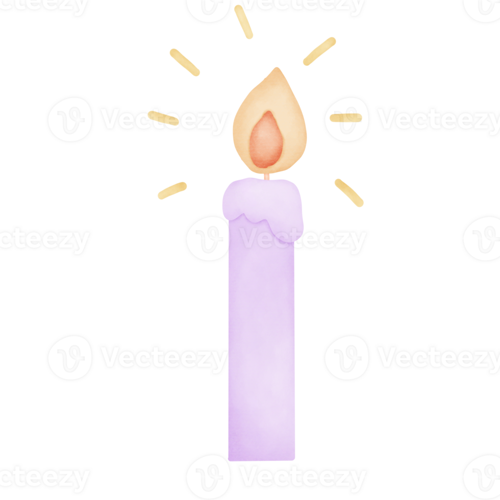 Watercolor candle purple png