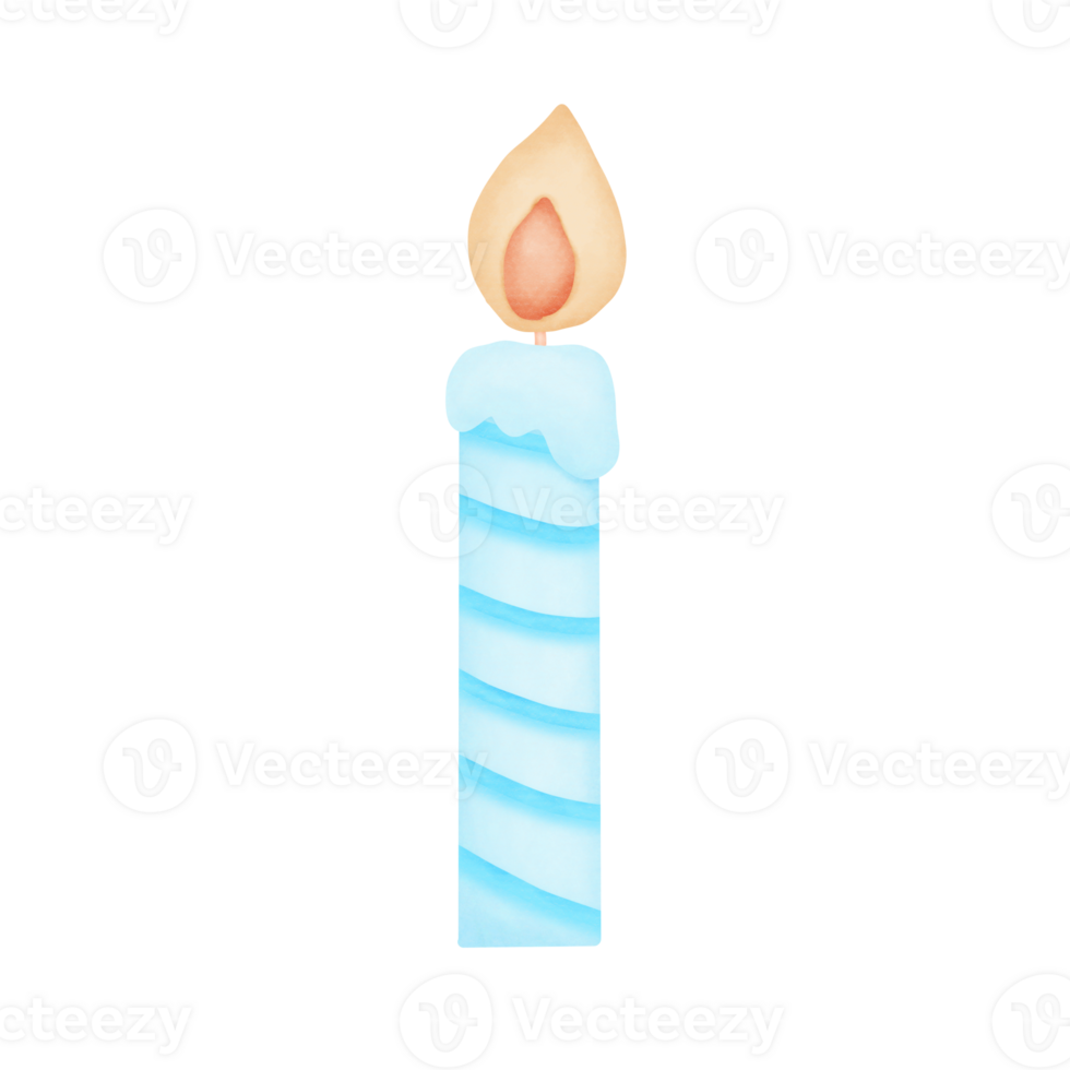 Watercolor candle blue png