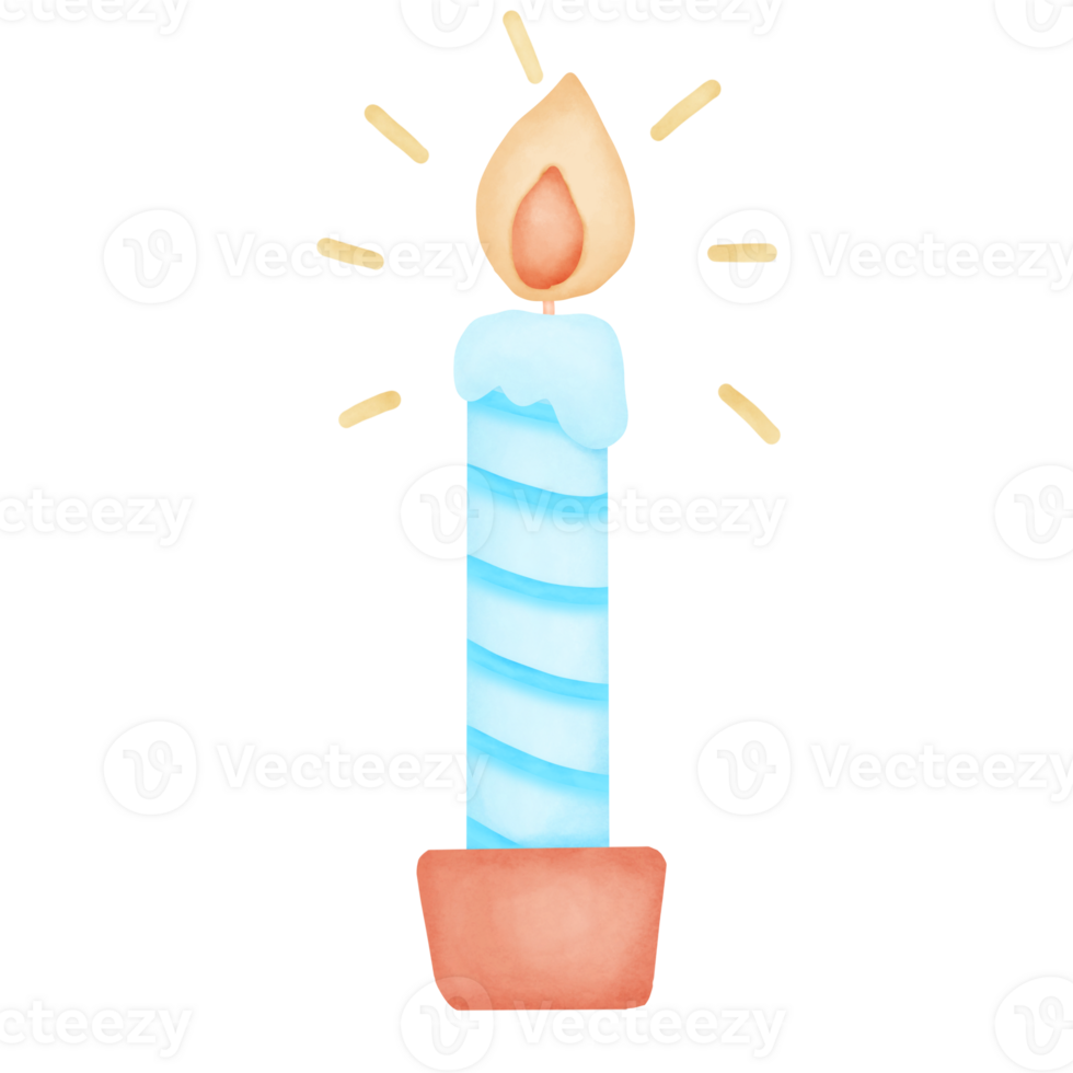 Watercolor candle blue png