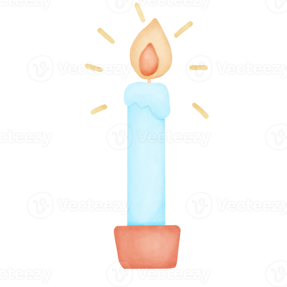 Watercolor candle blue png