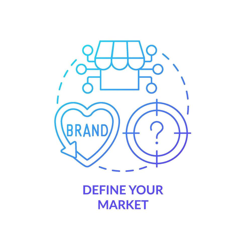 Define your market blue gradient concept icon. Target audience. Get started with segmentation abstract idea thin line illustration. Isolated outline drawing vector