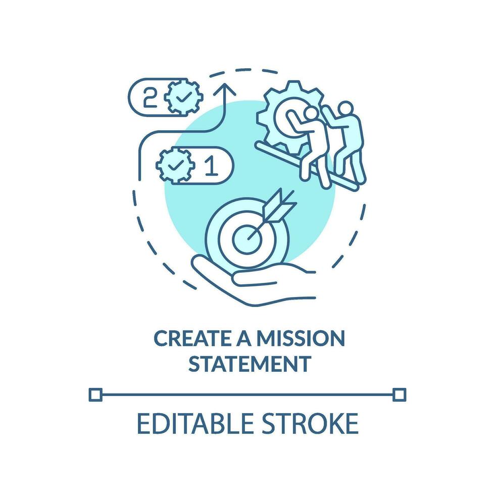 Create mission statement turquoise concept icon. Maintain customer service policy abstract idea thin line illustration. Isolated outline drawing. Editable stroke vector