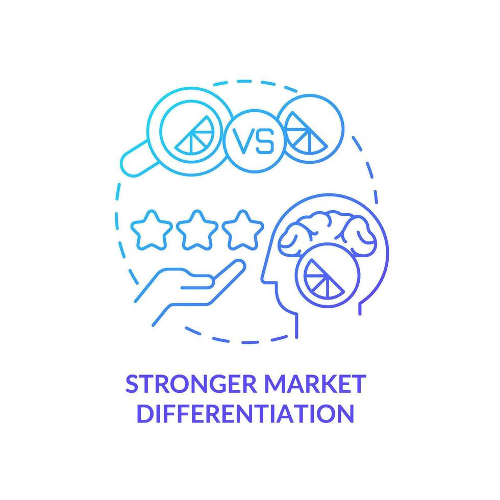 Stronger market differentiation blue gradient concept icon. Competitors. Market segmentation benefit abstract idea thin line illustration. Isolated outline drawing vector