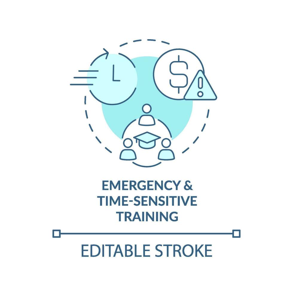 Emergency and time sensitive training turquoise concept icon. Customer service abstract idea thin line illustration. Isolated outline drawing. Editable stroke vector