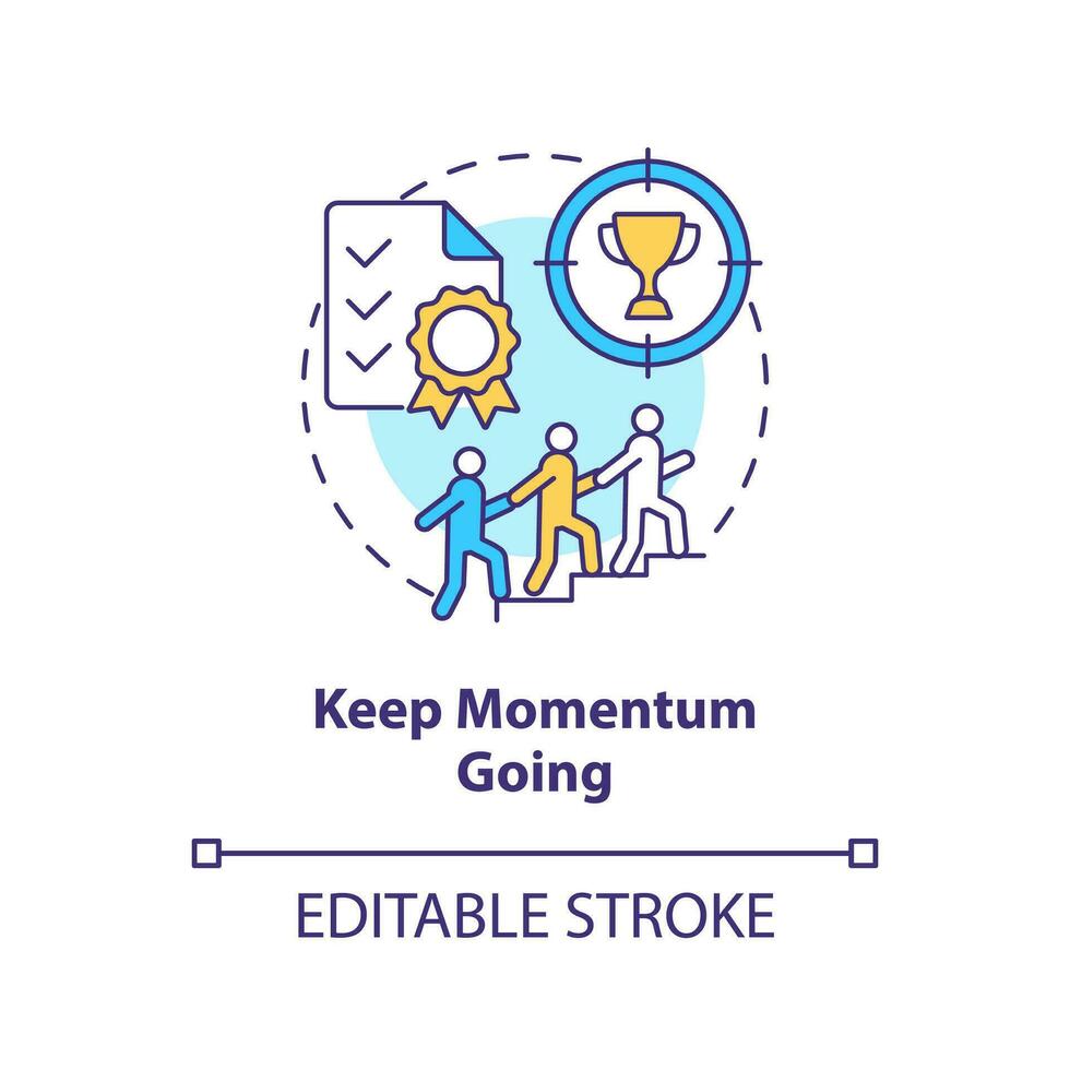 Keep momentum going concept icon. Stage of successful merger abstract idea thin line illustration. Setting clear targets. Isolated outline drawing. Editable stroke vector