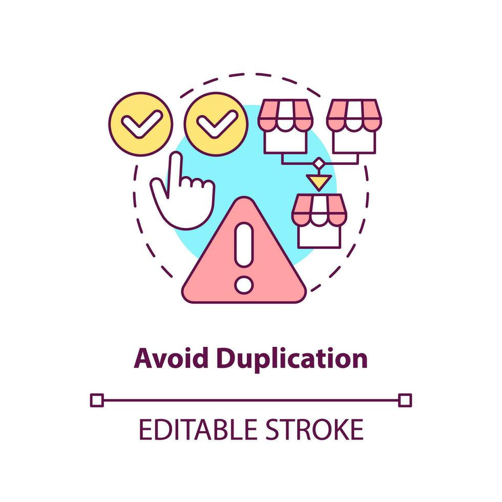 Avoid duplication concept icon. Advantage of mergers abstract idea thin line illustration. Eliminate competition. Isolated outline drawing. Editable stroke vector