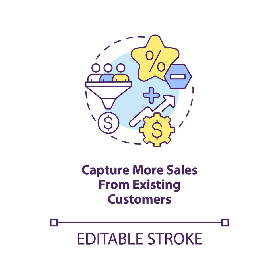 Capture more sales from existing customers concept icon. Strategy for raising prices abstract idea thin line illustration. Isolated outline drawing. Editable stroke vector