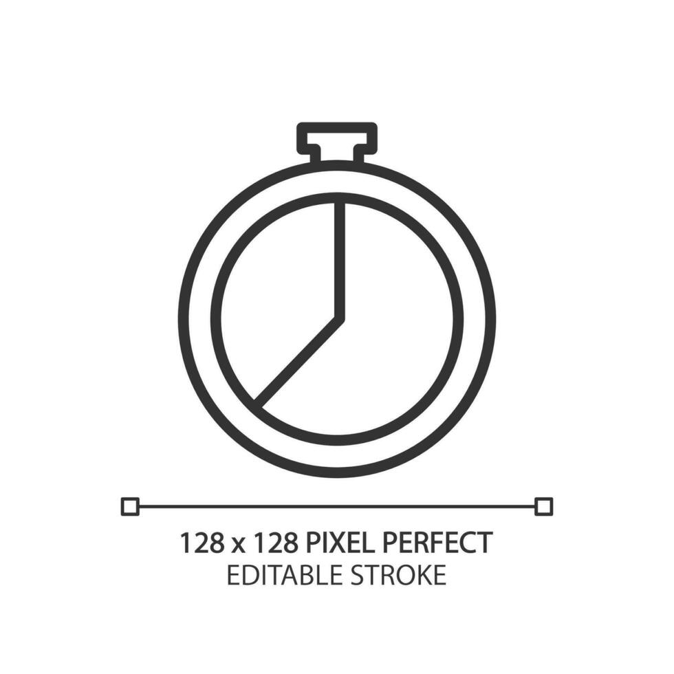 Countdown timer pixel perfect linear icon. Keep tracking time. Stopwatch tool. Timing during cooking. Thin line illustration. Contour symbol. Vector outline drawing. Editable stroke