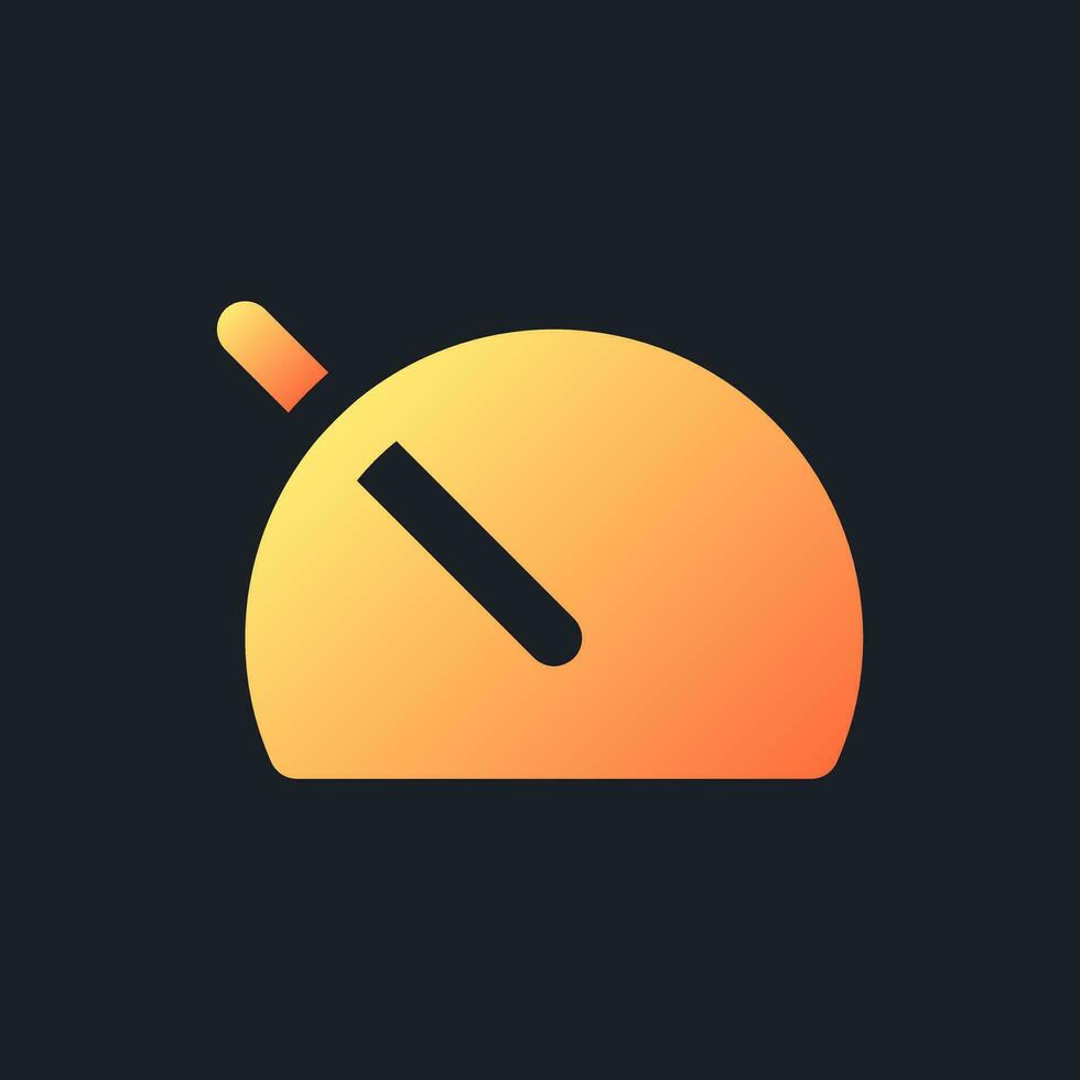 Slow down orange solid gradient ui icon for dark theme. Change footage speed. Video editing online. Filled pixel perfect symbol on black space. Modern glyph pictogram for web. Isolated vector image