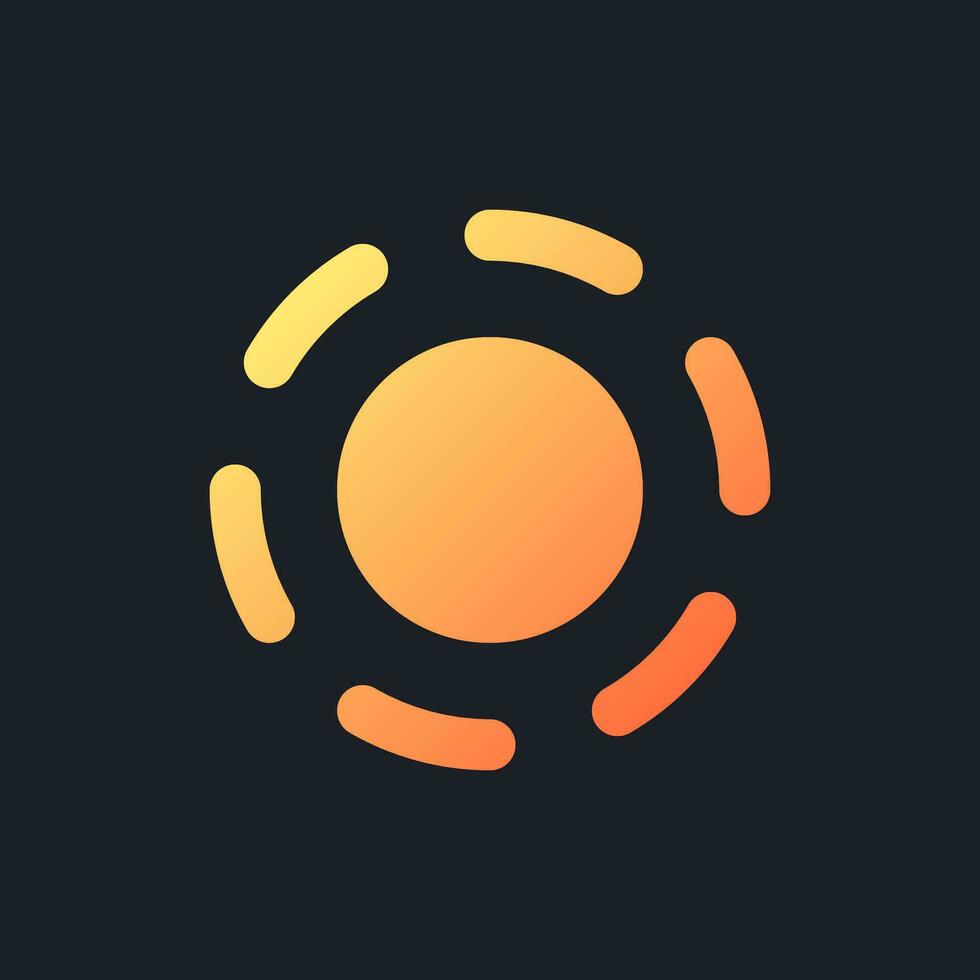 Breathe animation effect orange solid gradient ui icon for dark theme. Add relaxation feeling. Filled pixel perfect symbol on black space. Modern glyph pictogram for web. Isolated vector image