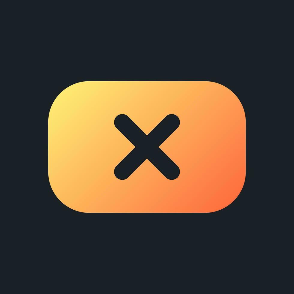 Remove background orange solid gradient ui icon for dark theme. Unwanted subject in footage. Filled pixel perfect symbol on black space. Modern glyph pictogram for web. Isolated vector image