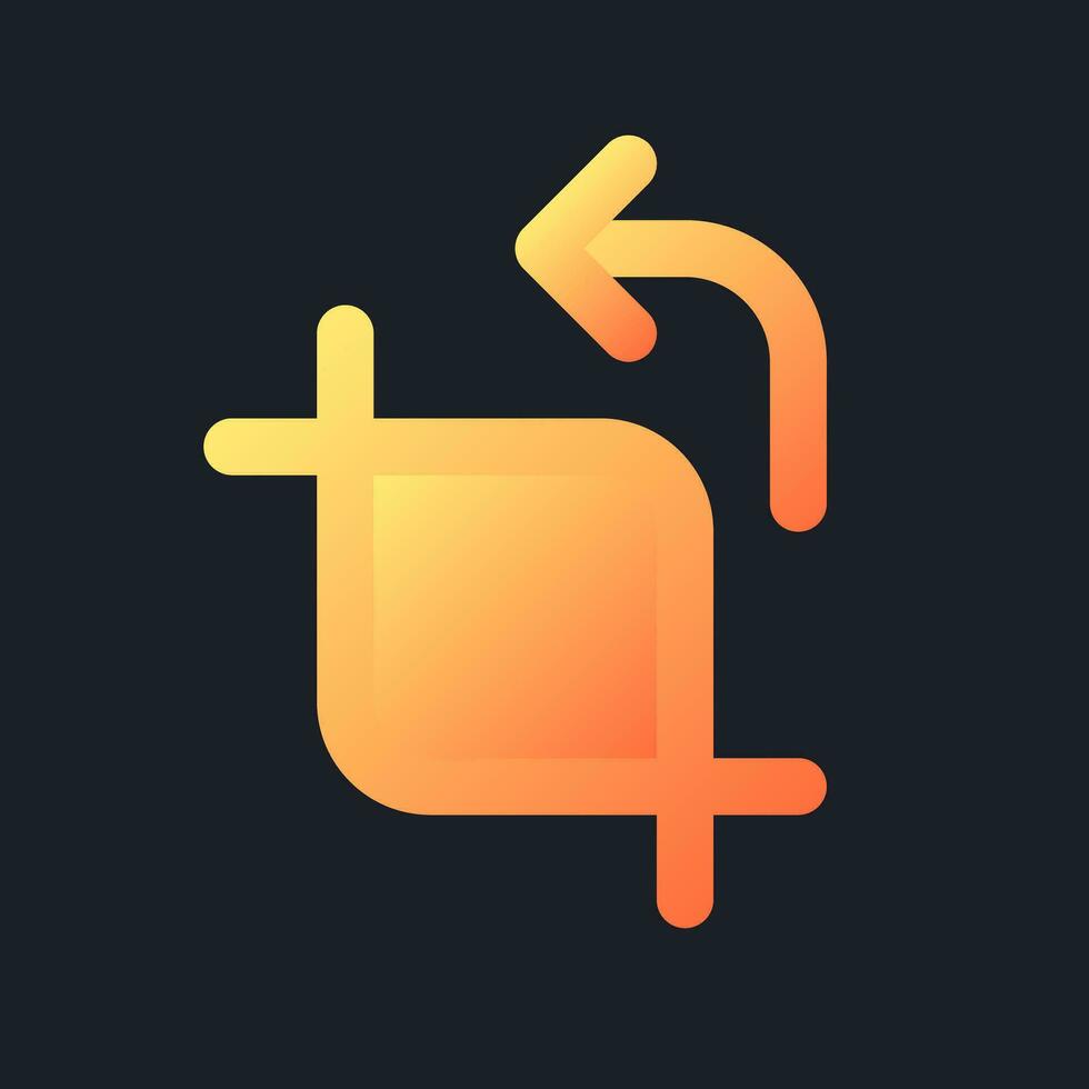 Cropping orange solid gradient ui icon for dark theme. Video file editing software. Remove image part. Filled pixel perfect symbol on black space. Modern glyph pictogram for web. Isolated vector image