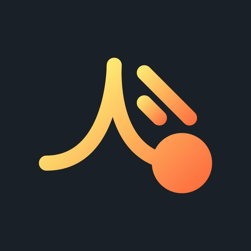 Animation orange solid gradient ui icon for dark theme. Create animated video. Application tool. Filled pixel perfect symbol on black space. Modern glyph pictogram for web. Isolated vector image