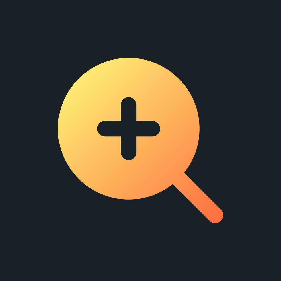 Zoom in transition orange solid gradient ui icon for dark theme. Clip editing. Video software tool. Filled pixel perfect symbol on black space. Modern glyph pictogram for web. Isolated vector image