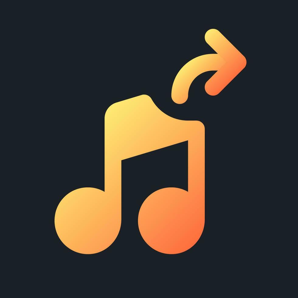 Extract audio orange solid gradient ui icon for dark theme. Editing software tool. Remove music. Filled pixel perfect symbol on black space. Modern glyph pictogram for web. Isolated vector image