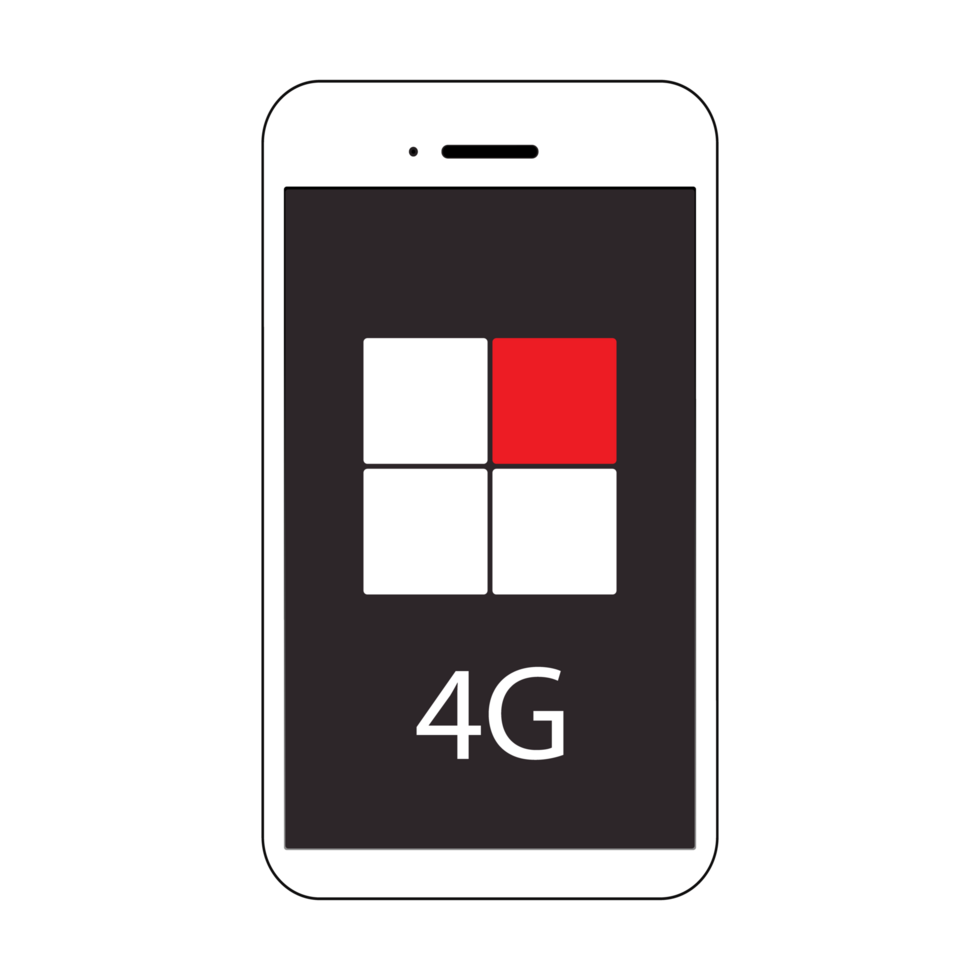 The concept of wireless communication, phone with text 4G. 4G high speed communication technology concept, Mobile communication, transparent background PNG