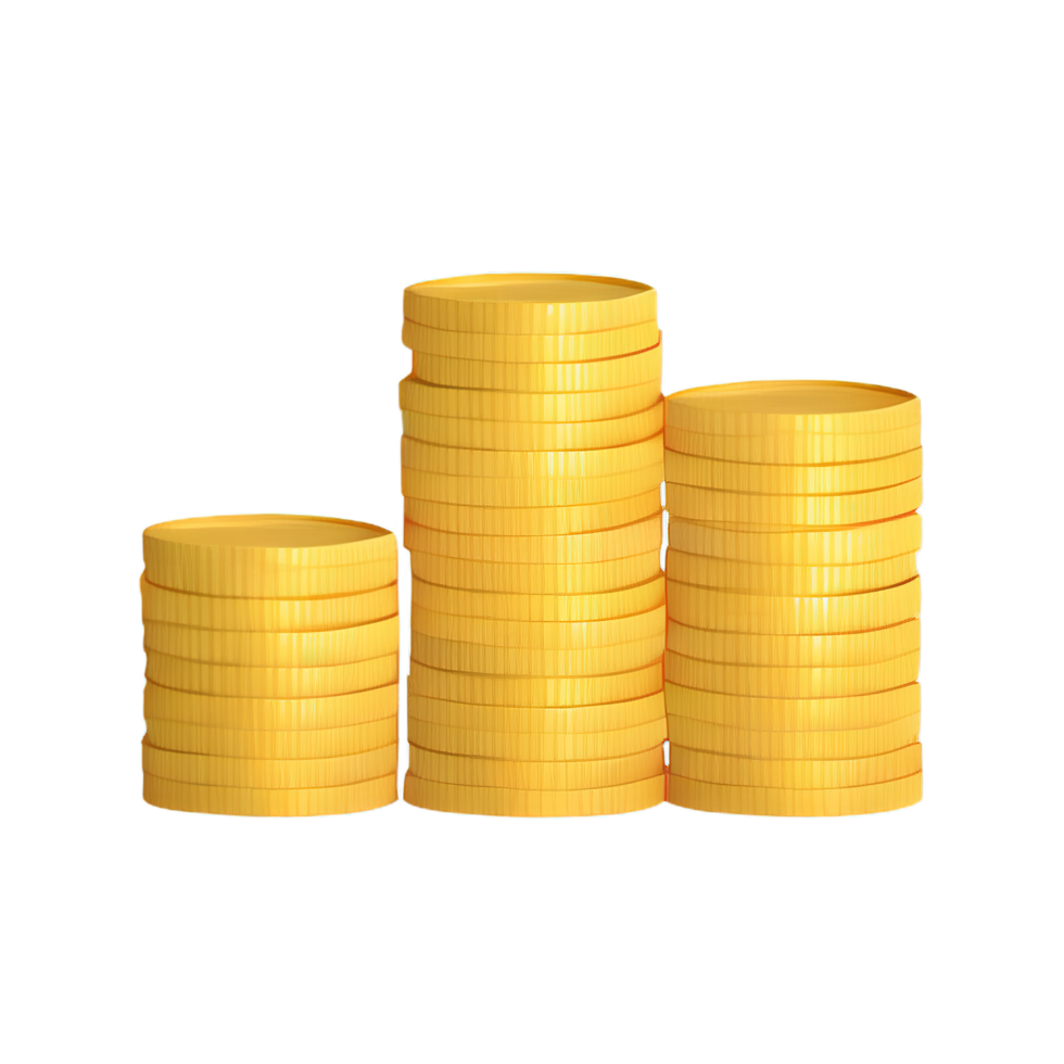 3D Stack of golden coins png