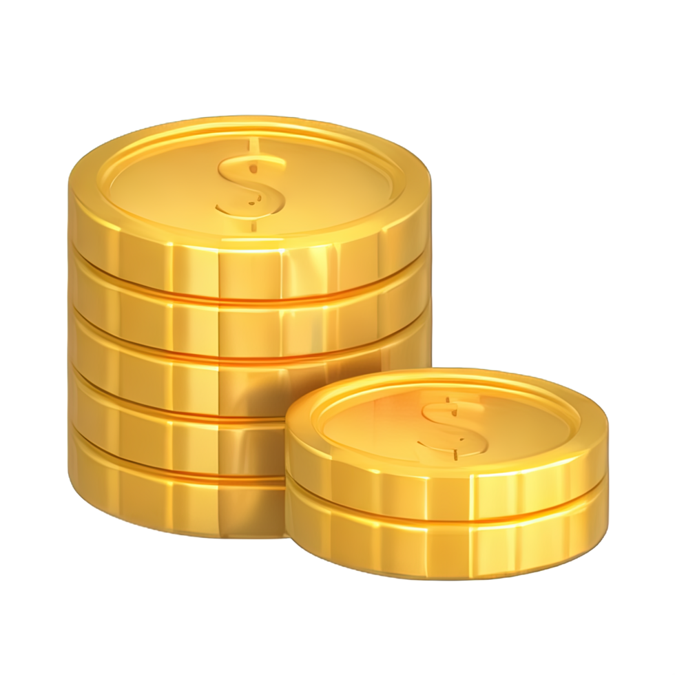 3D Stack of golden coins png