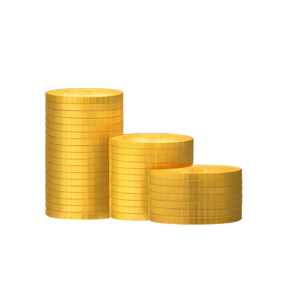 3D Stack of golden coins png