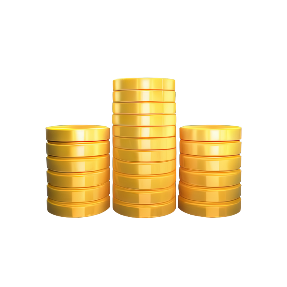 3D Stack of golden coins png