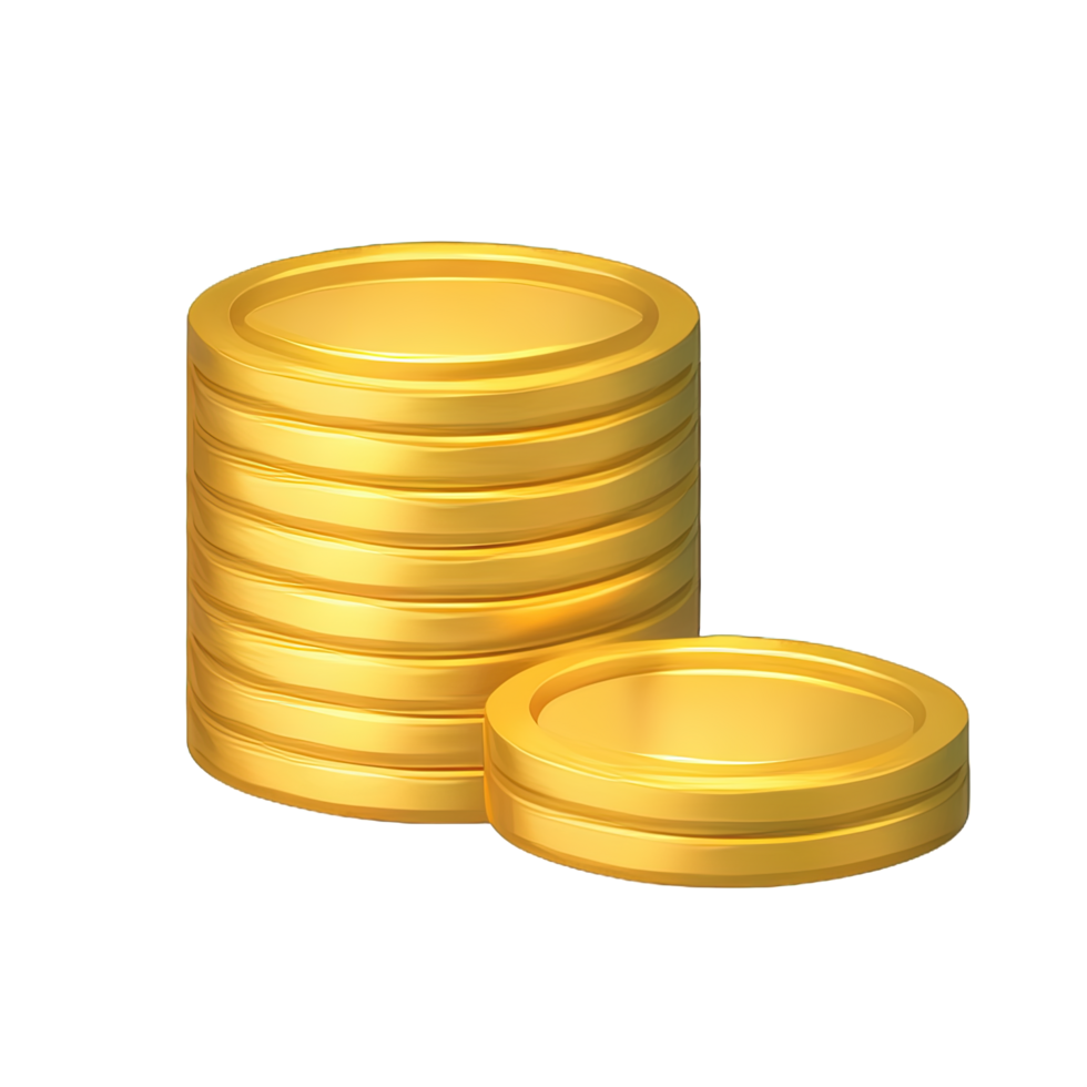 3D Stack of golden coins png