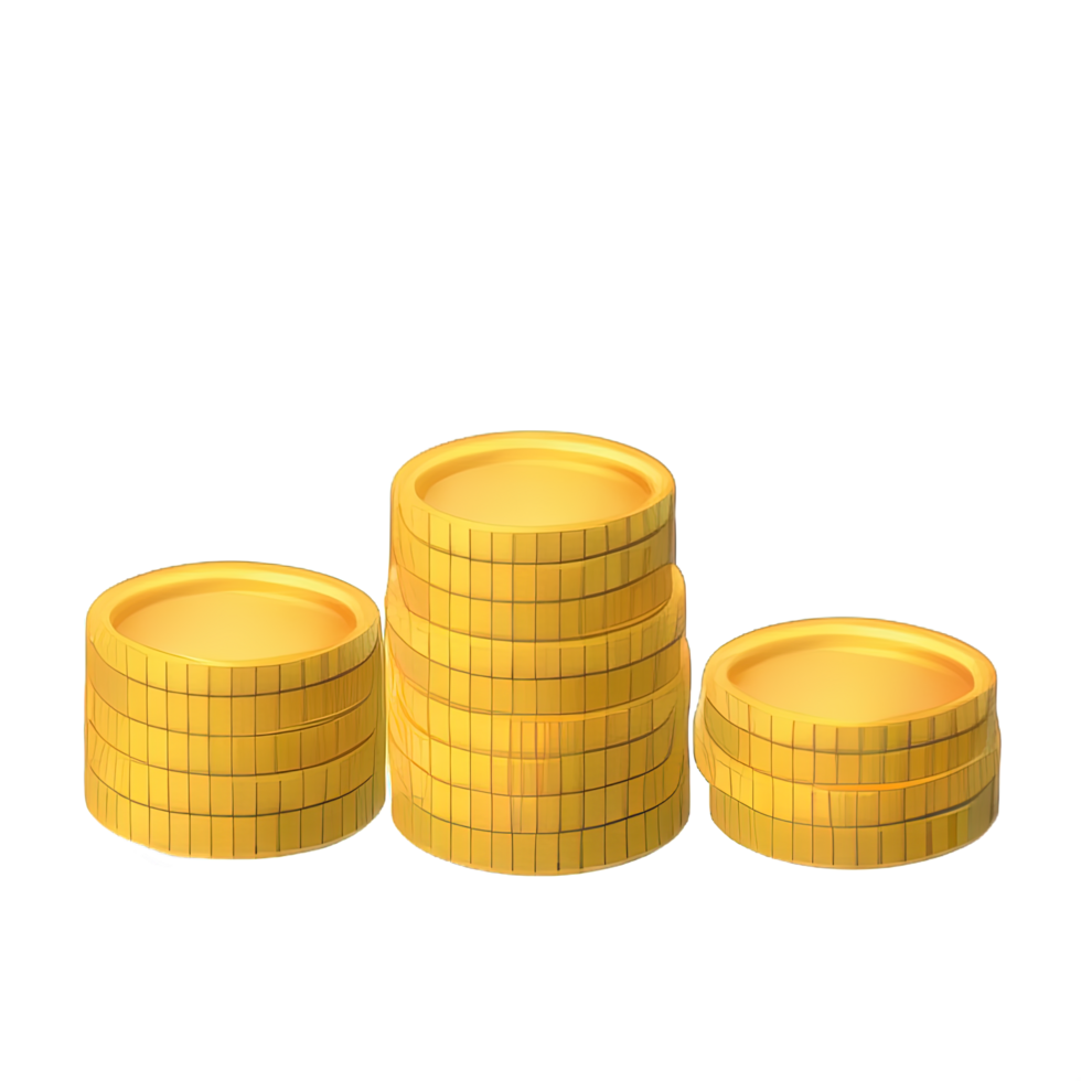3D Stack of golden coins png