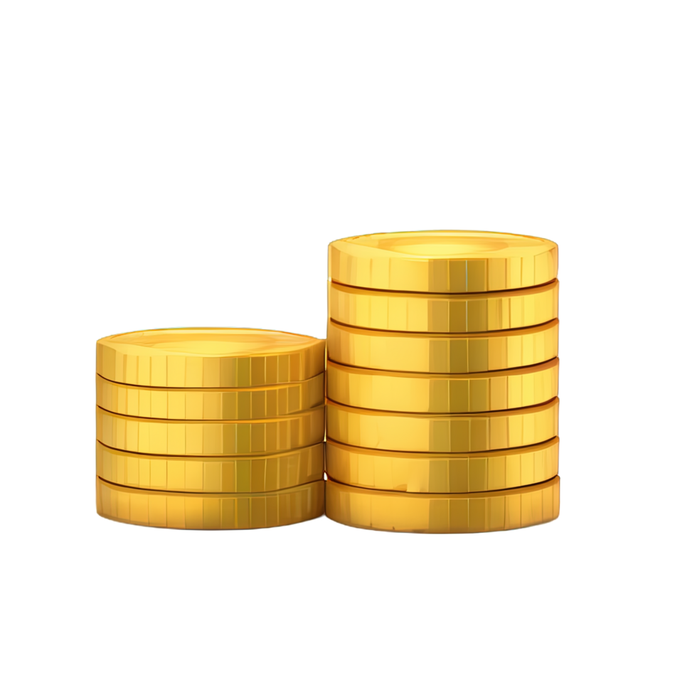 3D Stack of golden coins png