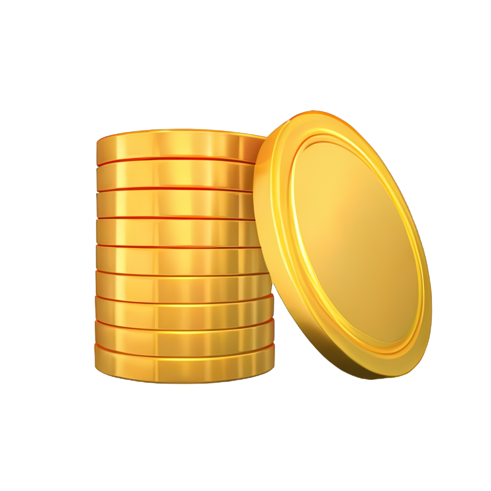 3D Stack of golden coins png