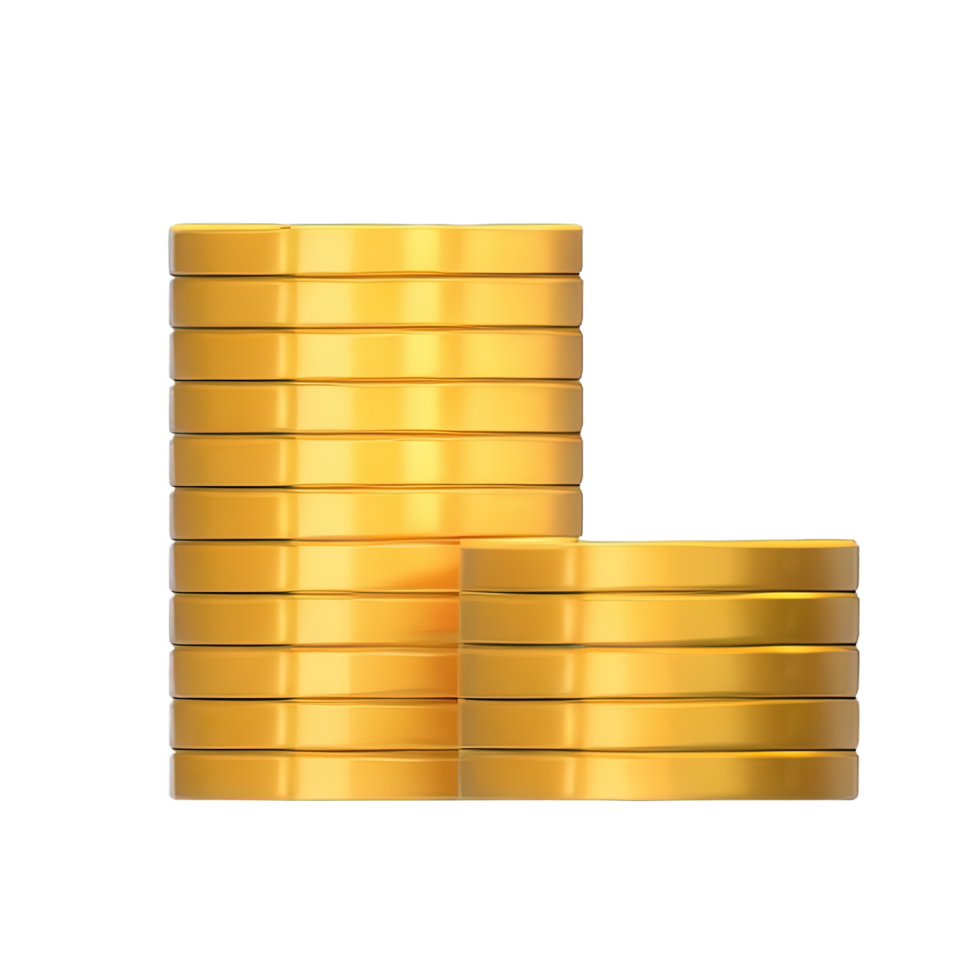 3D Stack of golden coins png