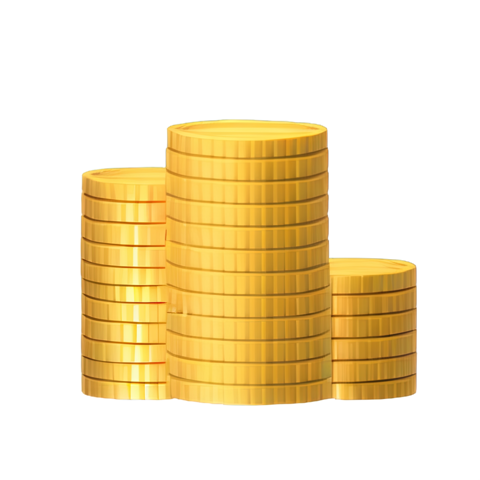 3D Stack of golden coins png