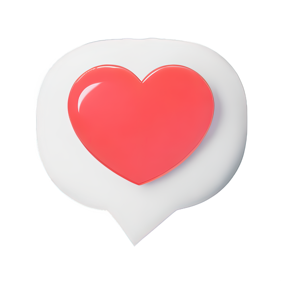 3D social media notification love like heart icon png