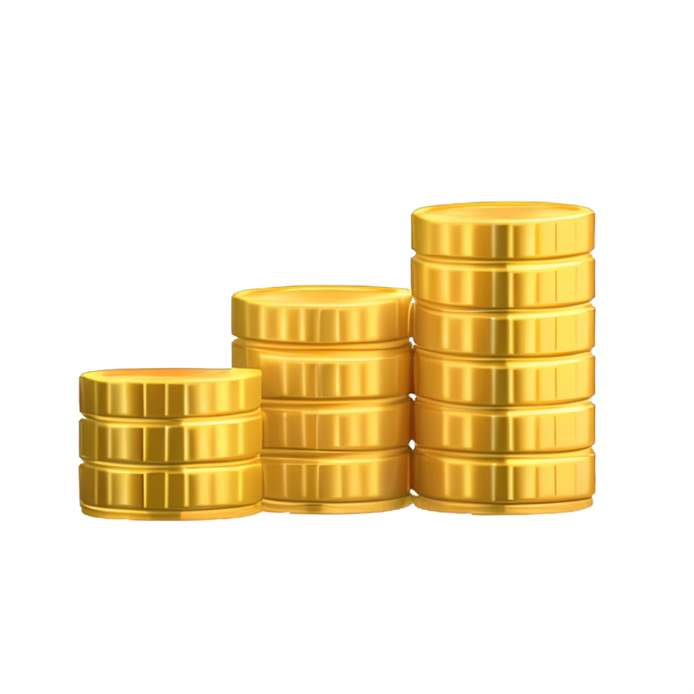 3D Stack of golden coins png