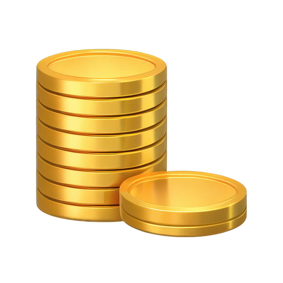 3D Stack of golden coins png