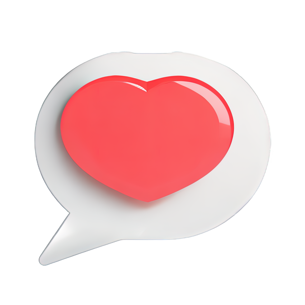 3D social media notification love like heart icon png
