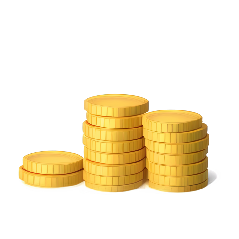 3D Stack of golden coins png