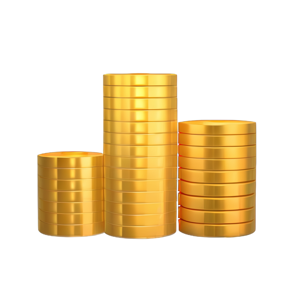 3D Stack of golden coins png