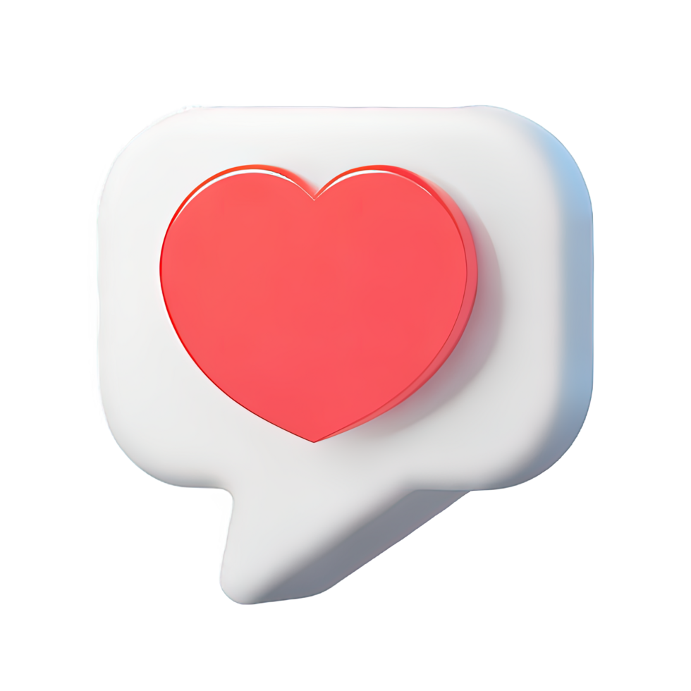 3D social media notification love like heart icon png