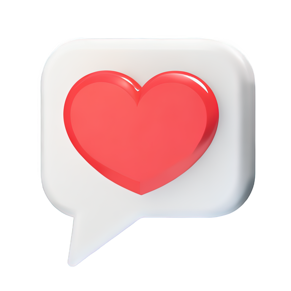 3D social media notification love like heart icon png