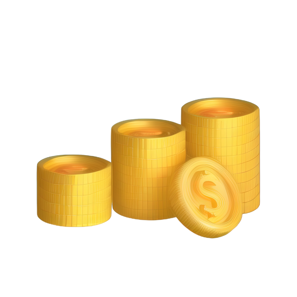 3D Stack of golden coins png