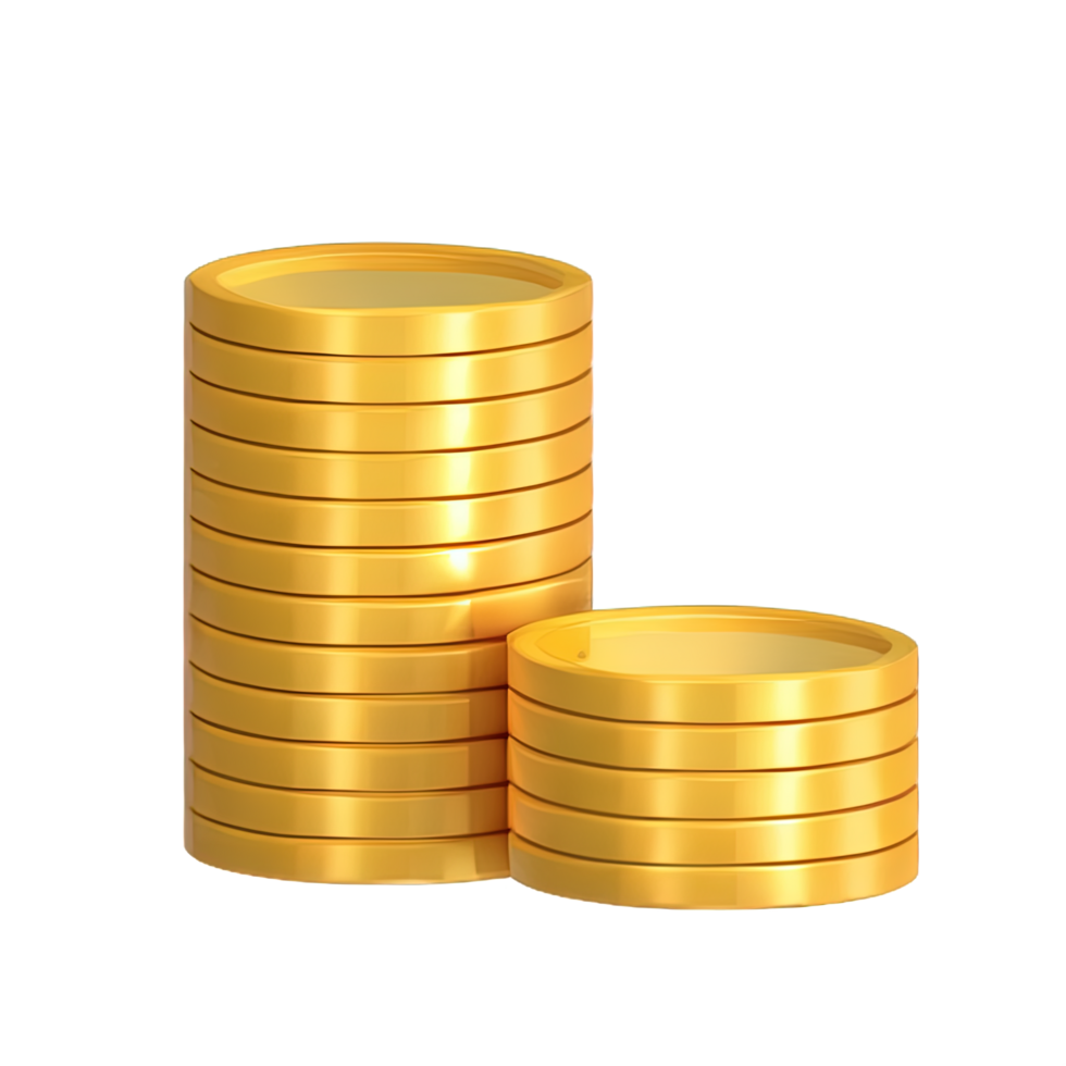 3D Stack of golden coins png