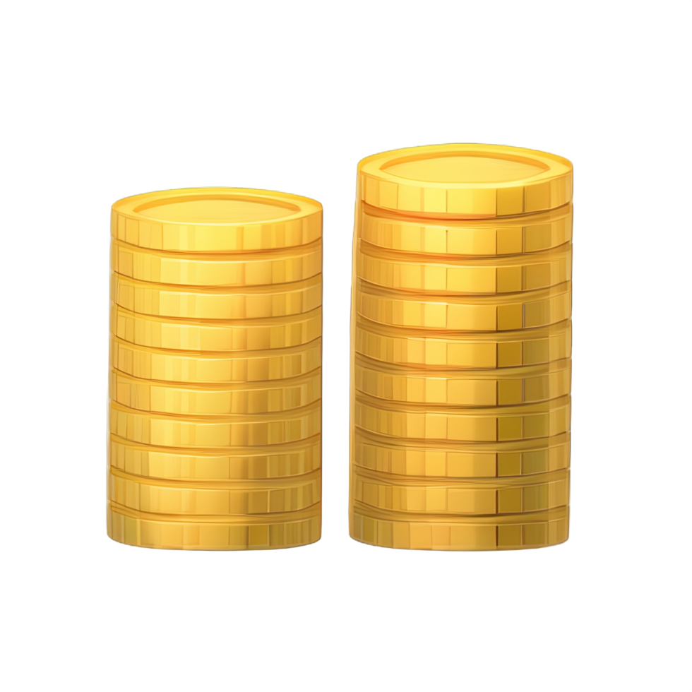 3D Stack of golden coins png