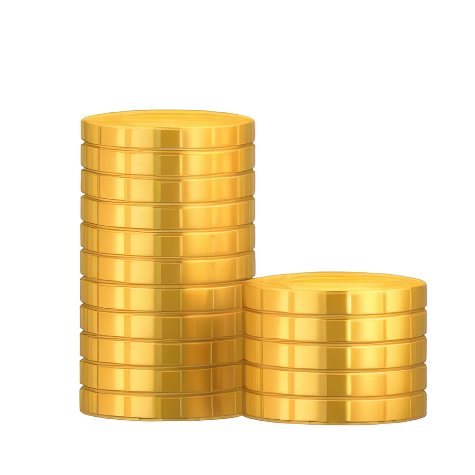 3d apilar de dorado monedas png