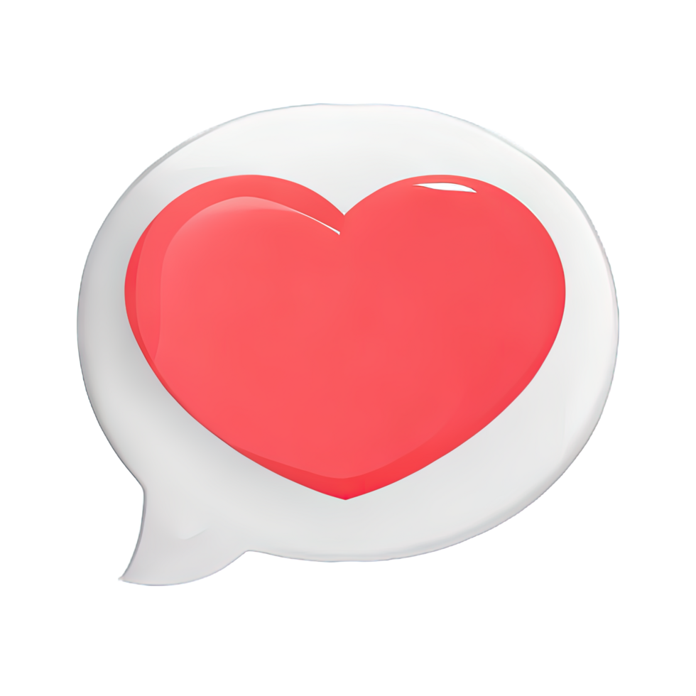 3D social media notification love like heart icon png