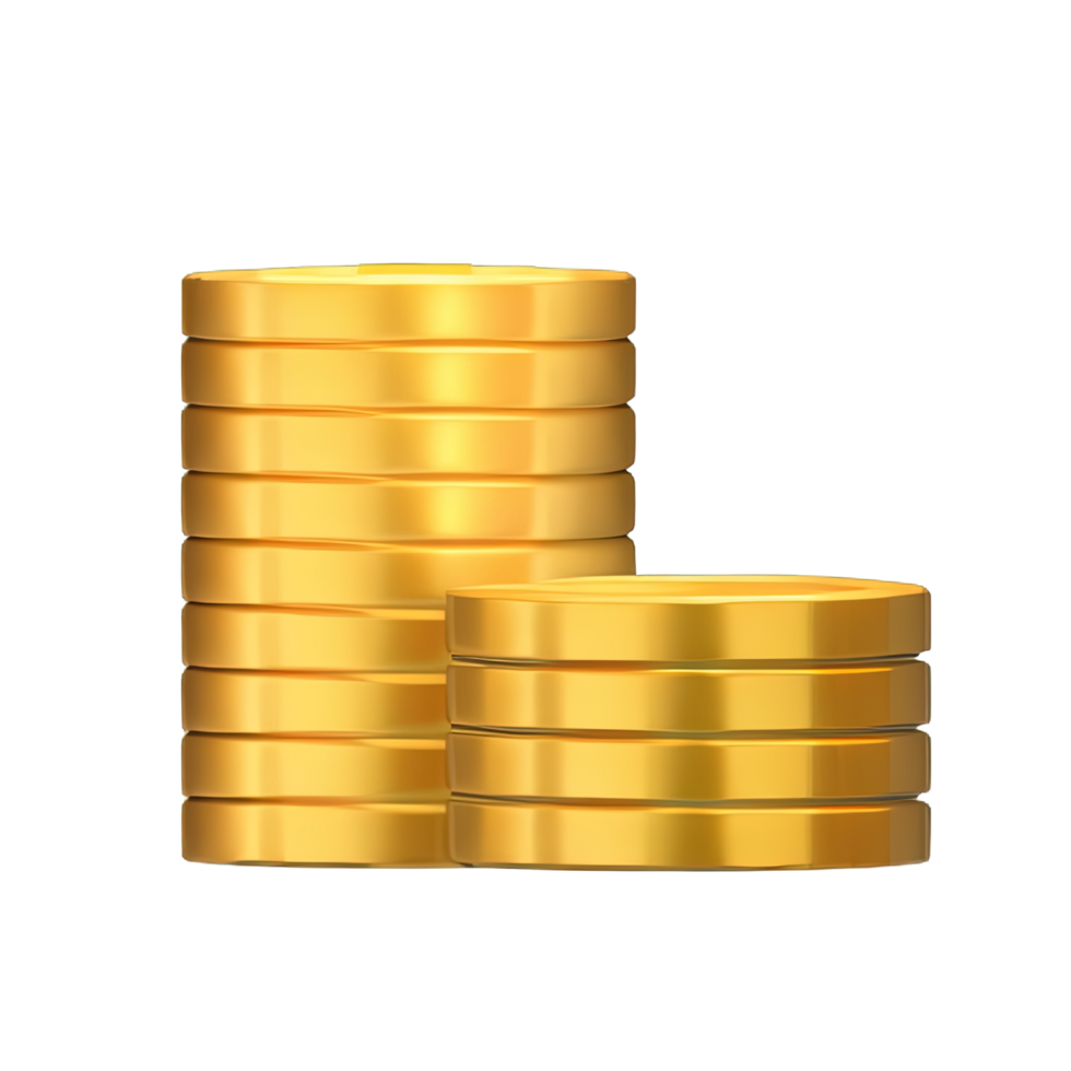 3D Stack of golden coins png
