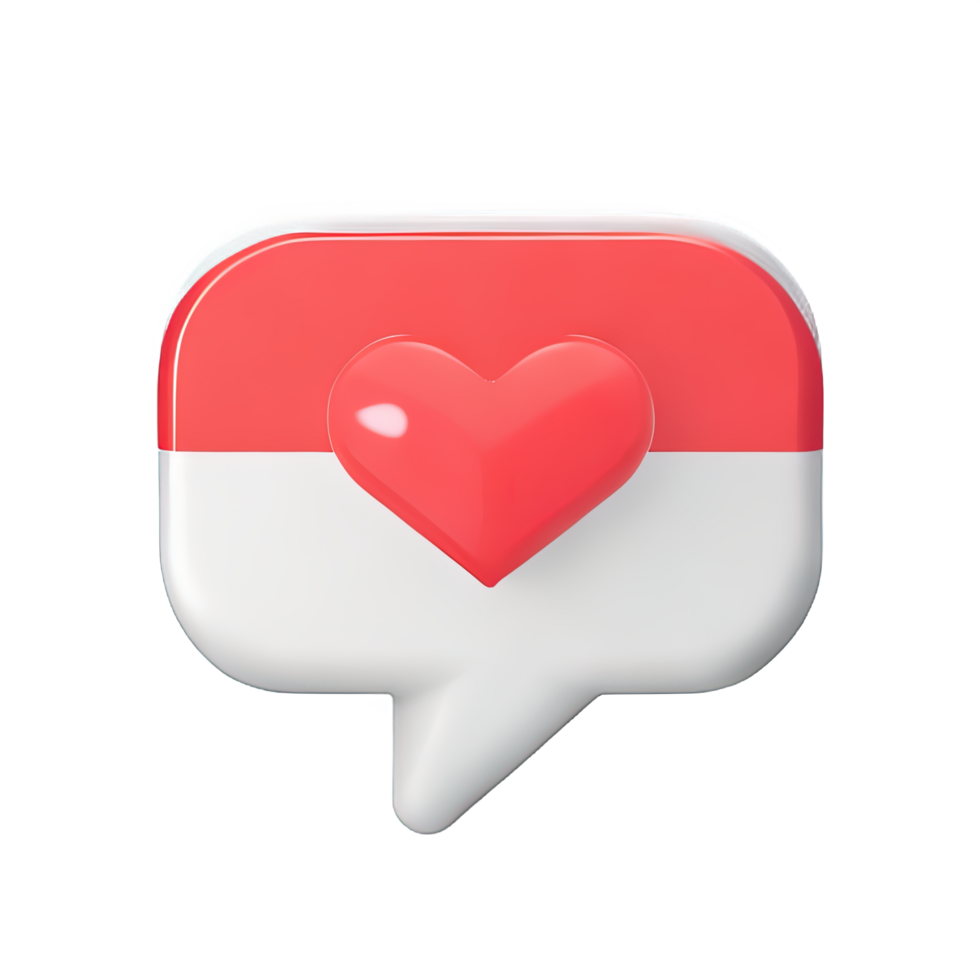 3D social media notification love like heart icon png
