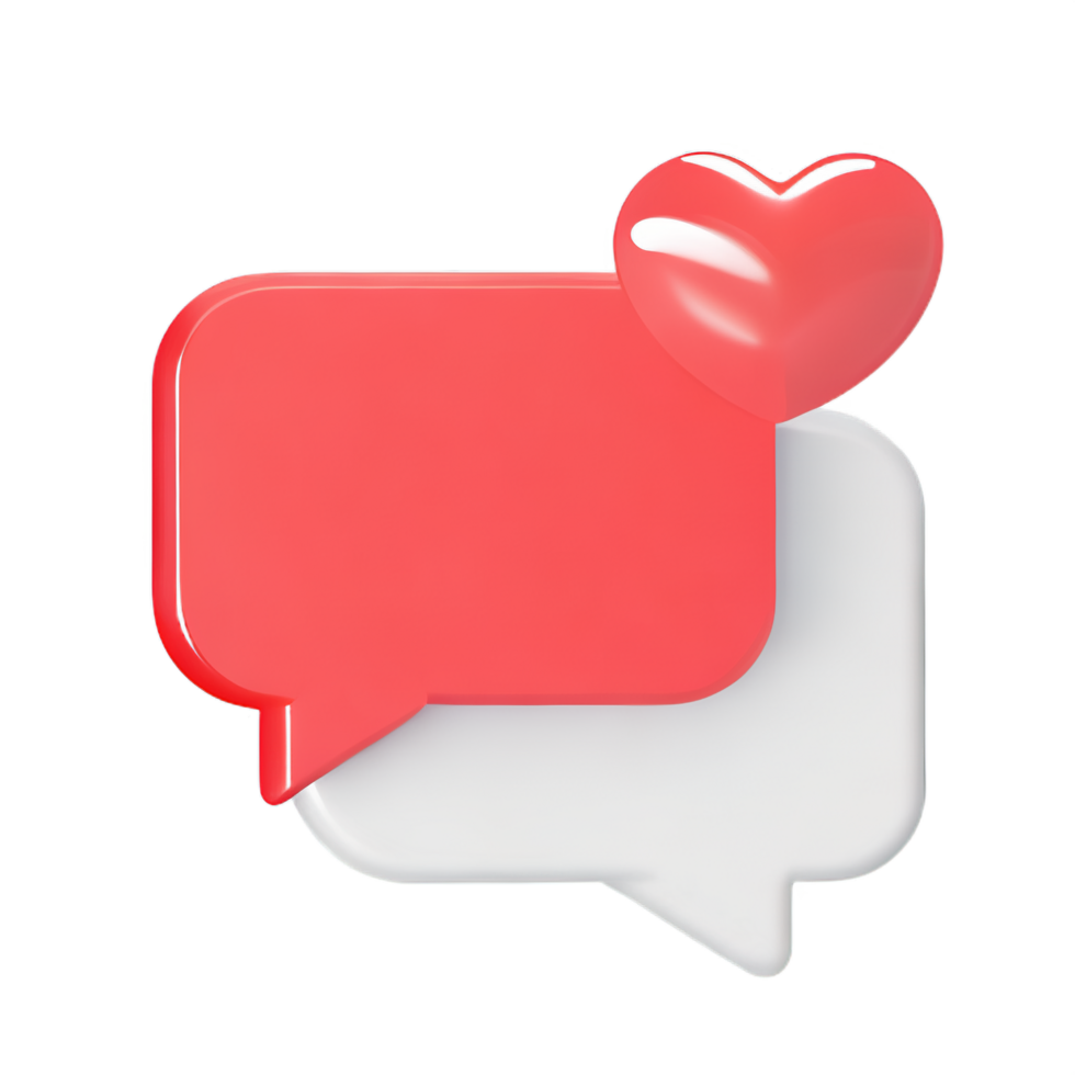 3D social media notification love like heart icon png