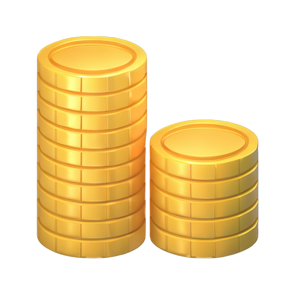 3D Stack of golden coins png