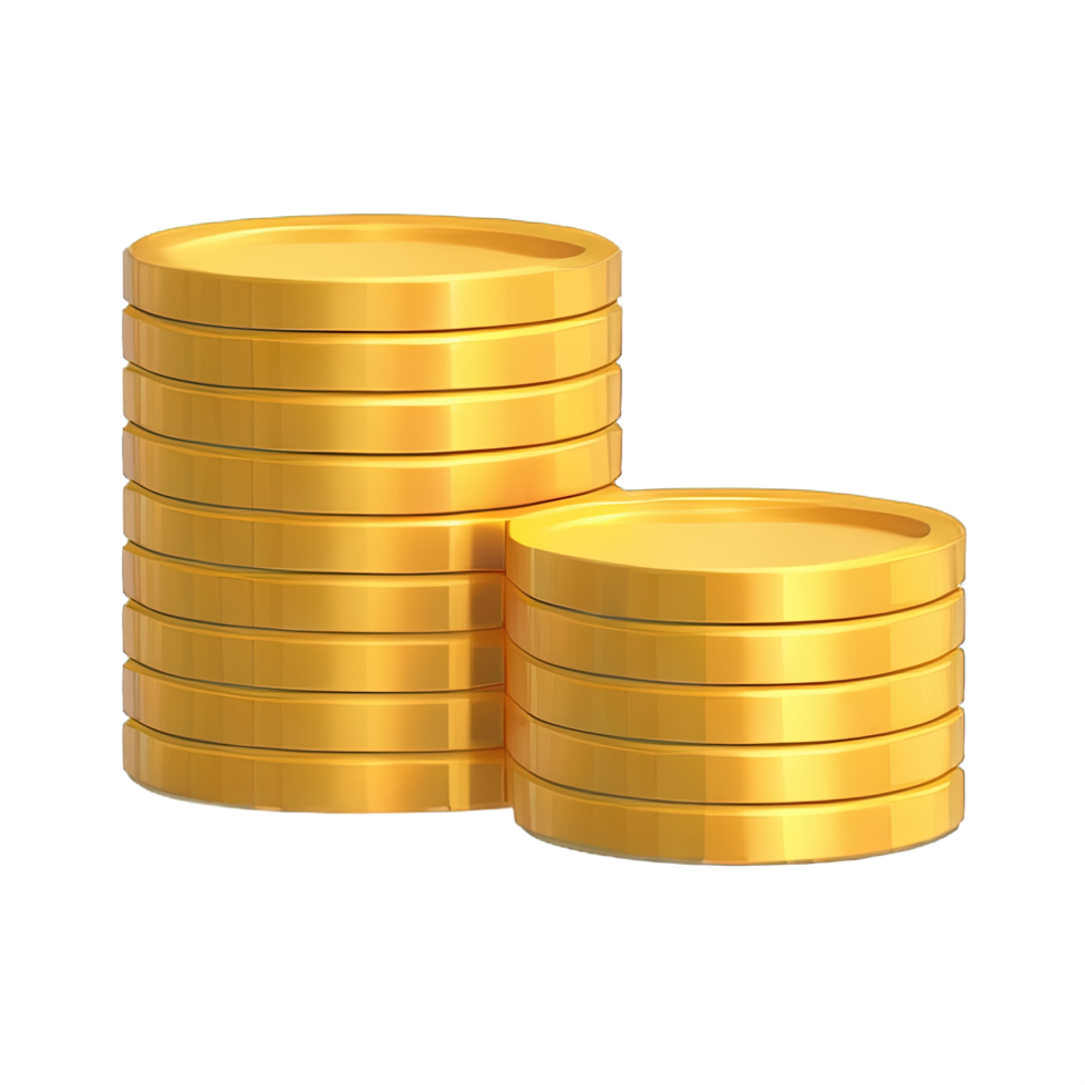 3D Stack of golden coins png